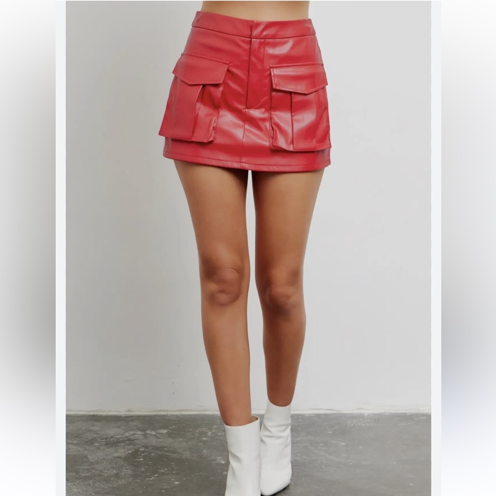 Fancy D Boutique Red Leather Skort